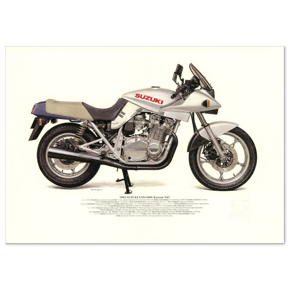 柴田制作所モーターサイクル図版 普及版A3サイズ 1982 SUZUKI GSX1100S Katana(SZ)