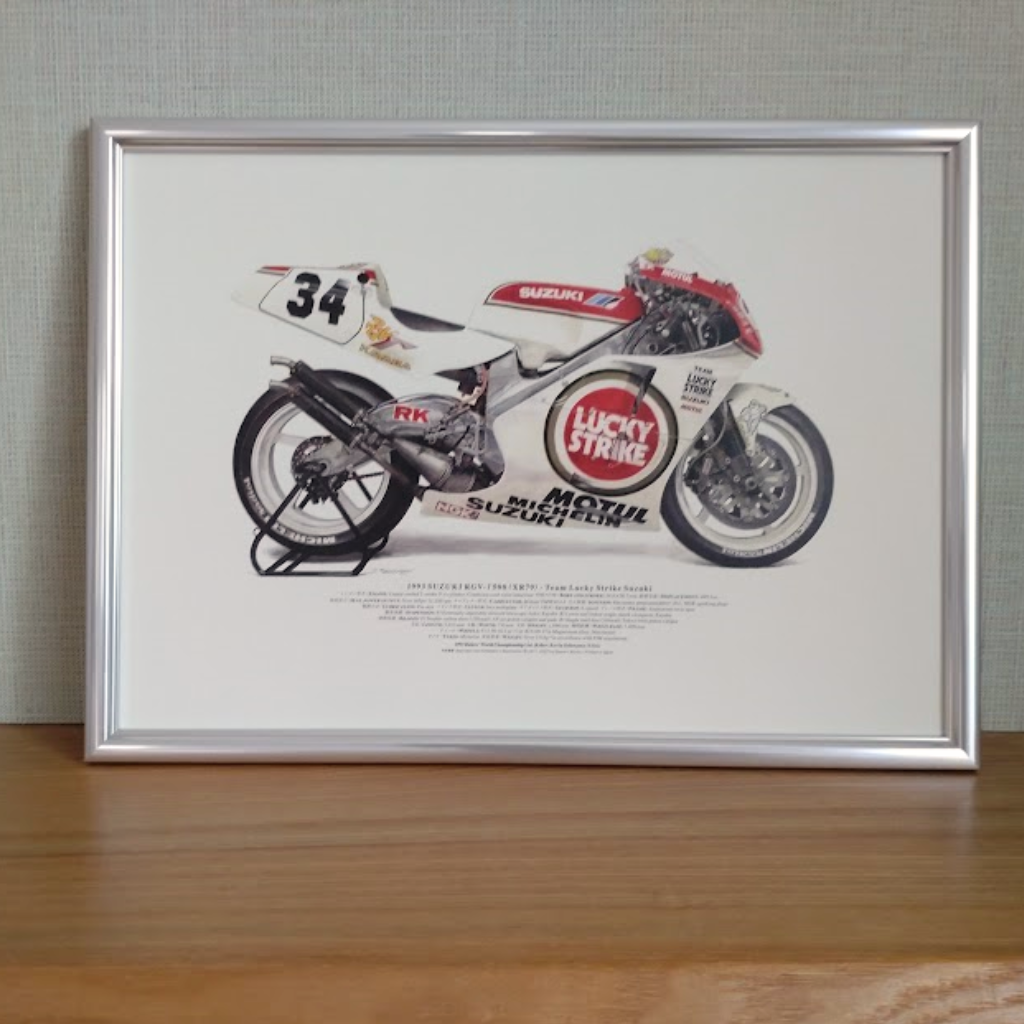 柴田制作所モーターサイクル図版 普及版A3サイズ 1993 SUZUKI RGV-Γ500(XR79)-Team Lucky Strike Suzuki