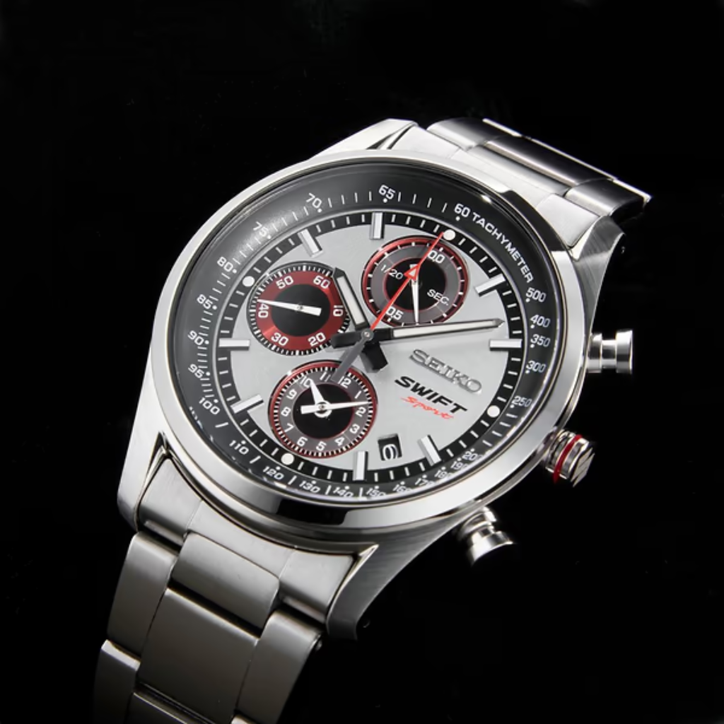 SUZUKI SWIF SPORT × SEIKO コラボレーション クロノグラフウォッチ【PREMIUM SILVER】